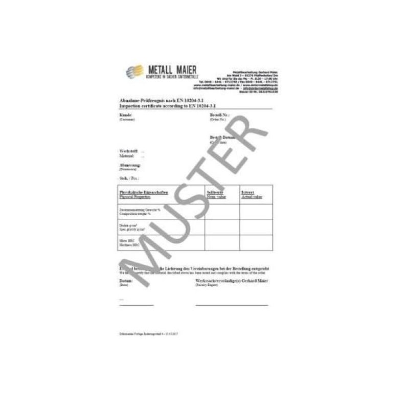 Materiaalcertificaat, certificaat
