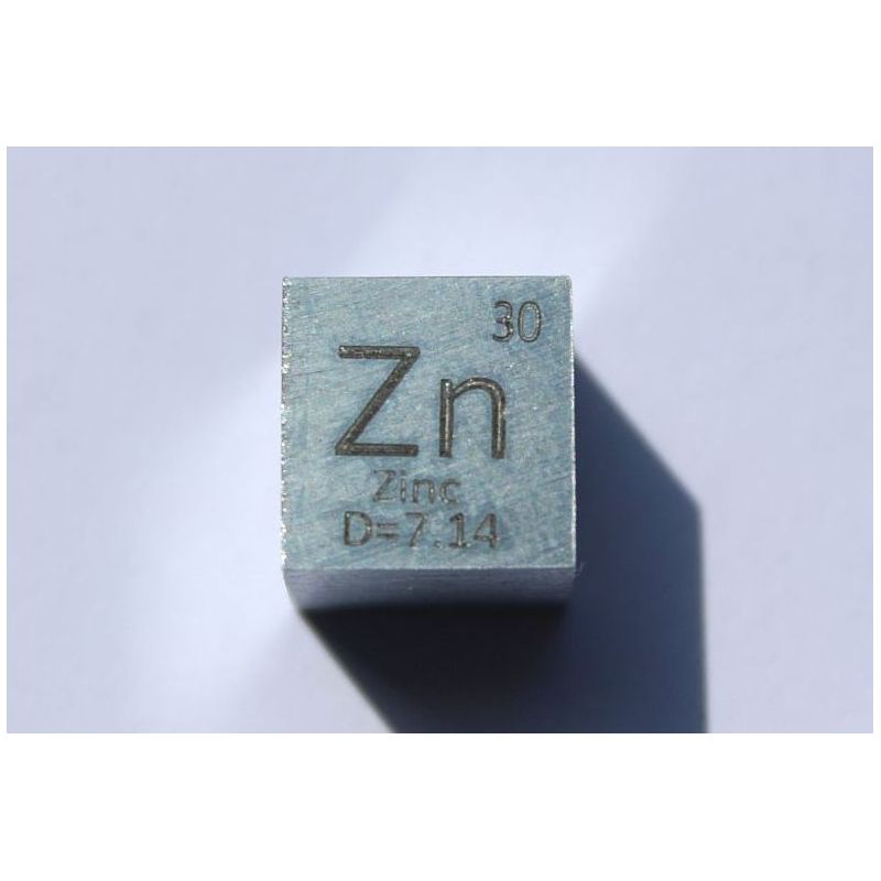 Zinkmetaal kubus Zn 10x10mm gepolijst 99,99% zuiverheid kubus