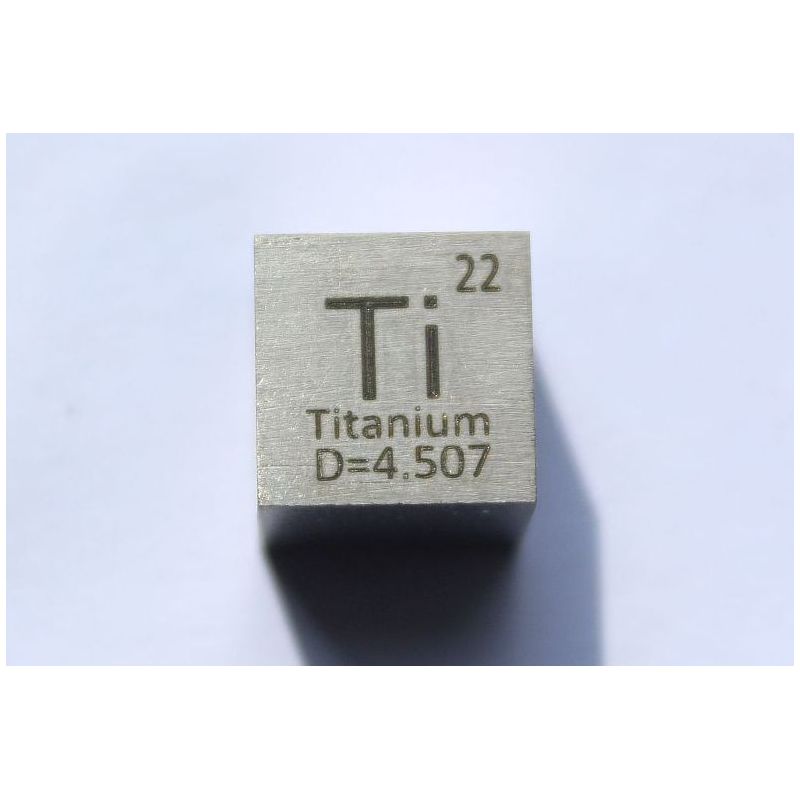 Titanium Ti metalen kubus 10x10mm gepolijst 99,5% zuiverheid kubus