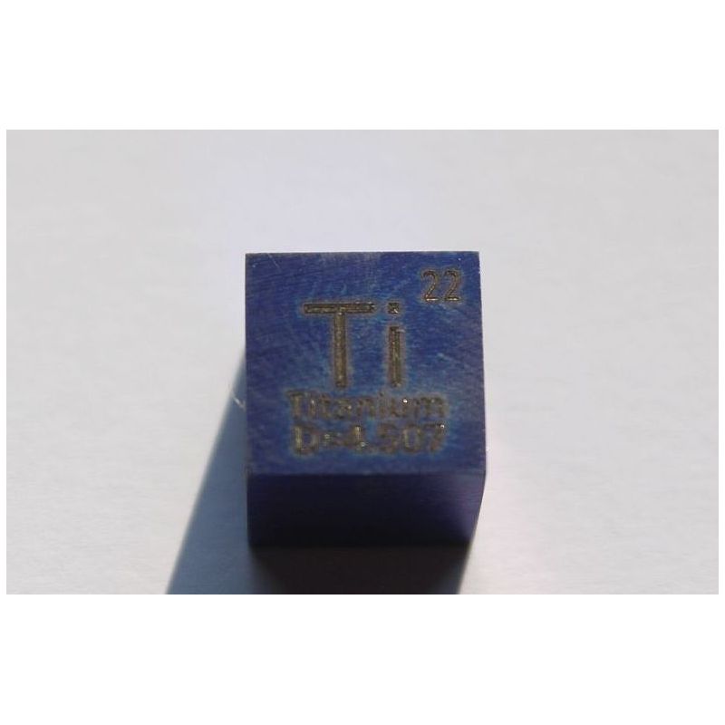 Titanium Ti geanodiseerd blauw metalen kubus 10x10mm gepolijst 99,5% zuiverheid Titanium kubus