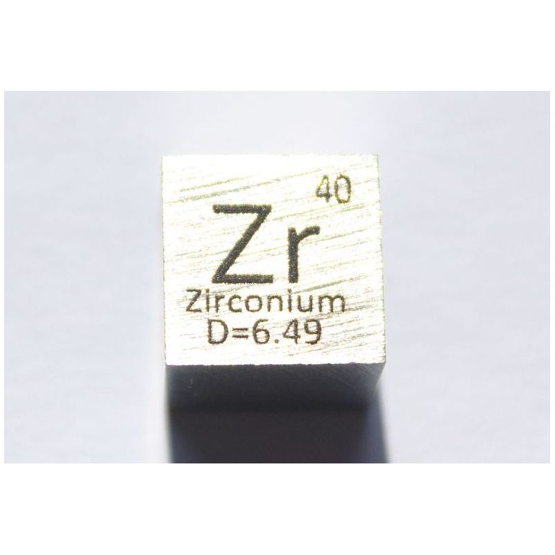 Zirkonium Zr metalen kubus 10x10mm gepolijst 99,2% zuiverheid kubus