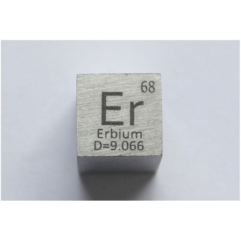 Erbium Er metaal kubus 10x10mm gepolijst 99,9% zuiverheid kubus